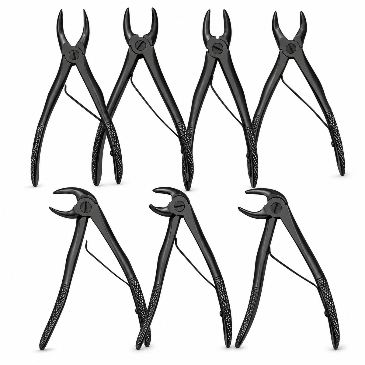7-Piece Paediatric Dental Extraction Forceps Set – Black Edition Professional Dental Instrument for Tooth Extraction & Oral Surgery
