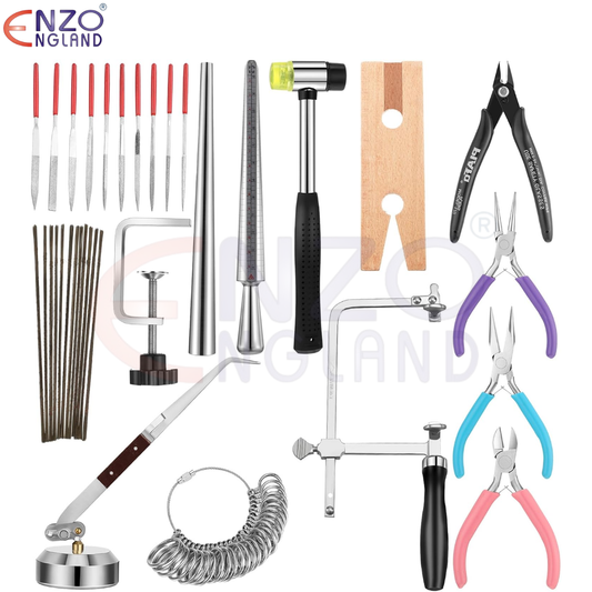 Professional Jewellery Making & Repair Tool Set with Saw Frame, Ring Mandrels & Pliers