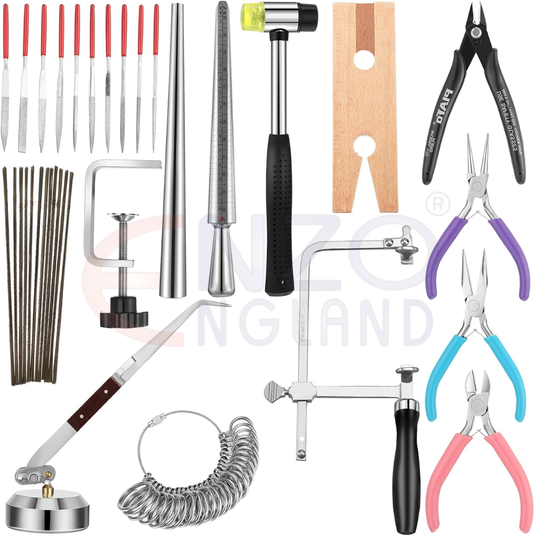 Professional Jewellery Making & Repair Tool Set with Saw Frame, Ring Mandrels & Pliers