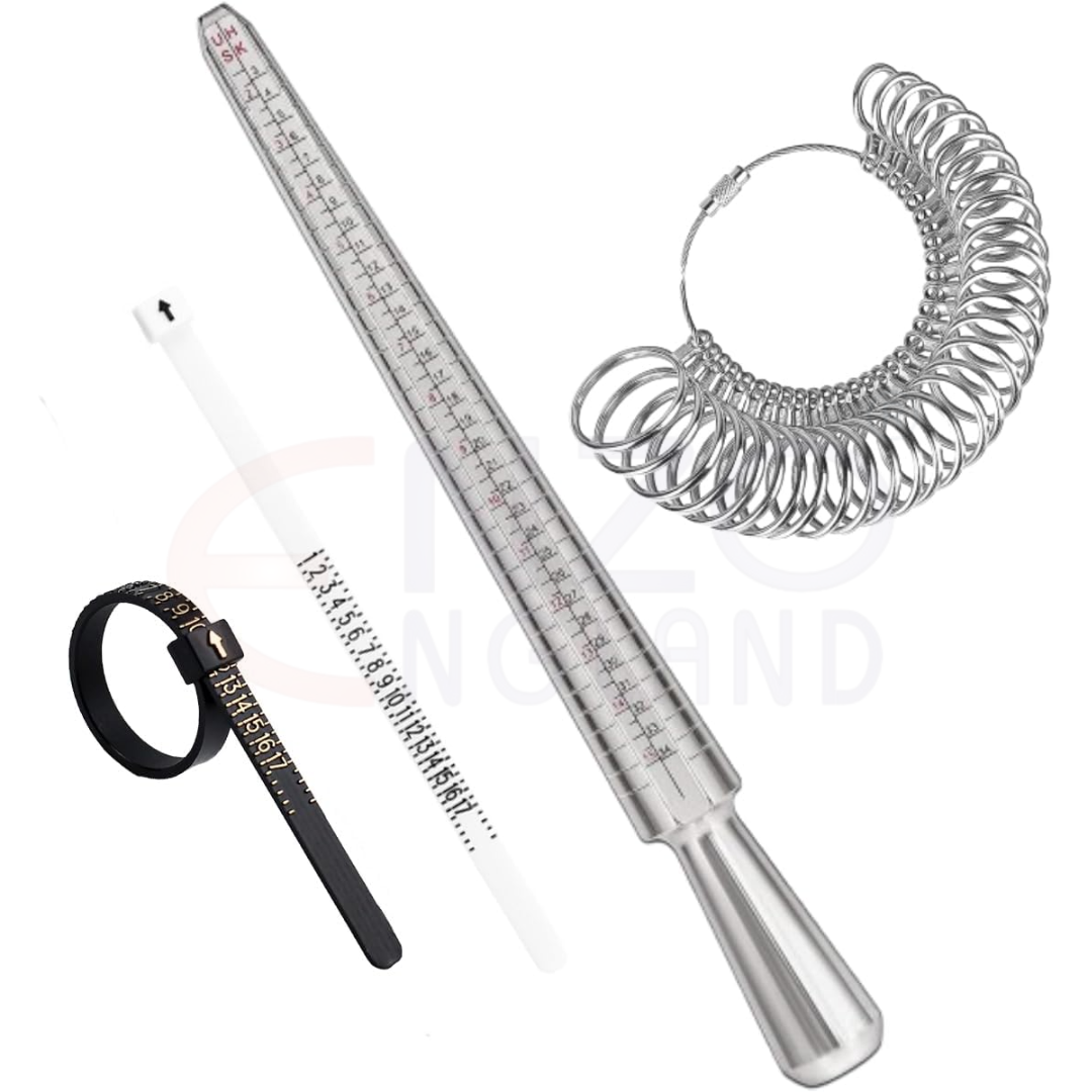 Ring Sizer Measuring Tool Set with Mandrel &amp; Finger Sizing Belts