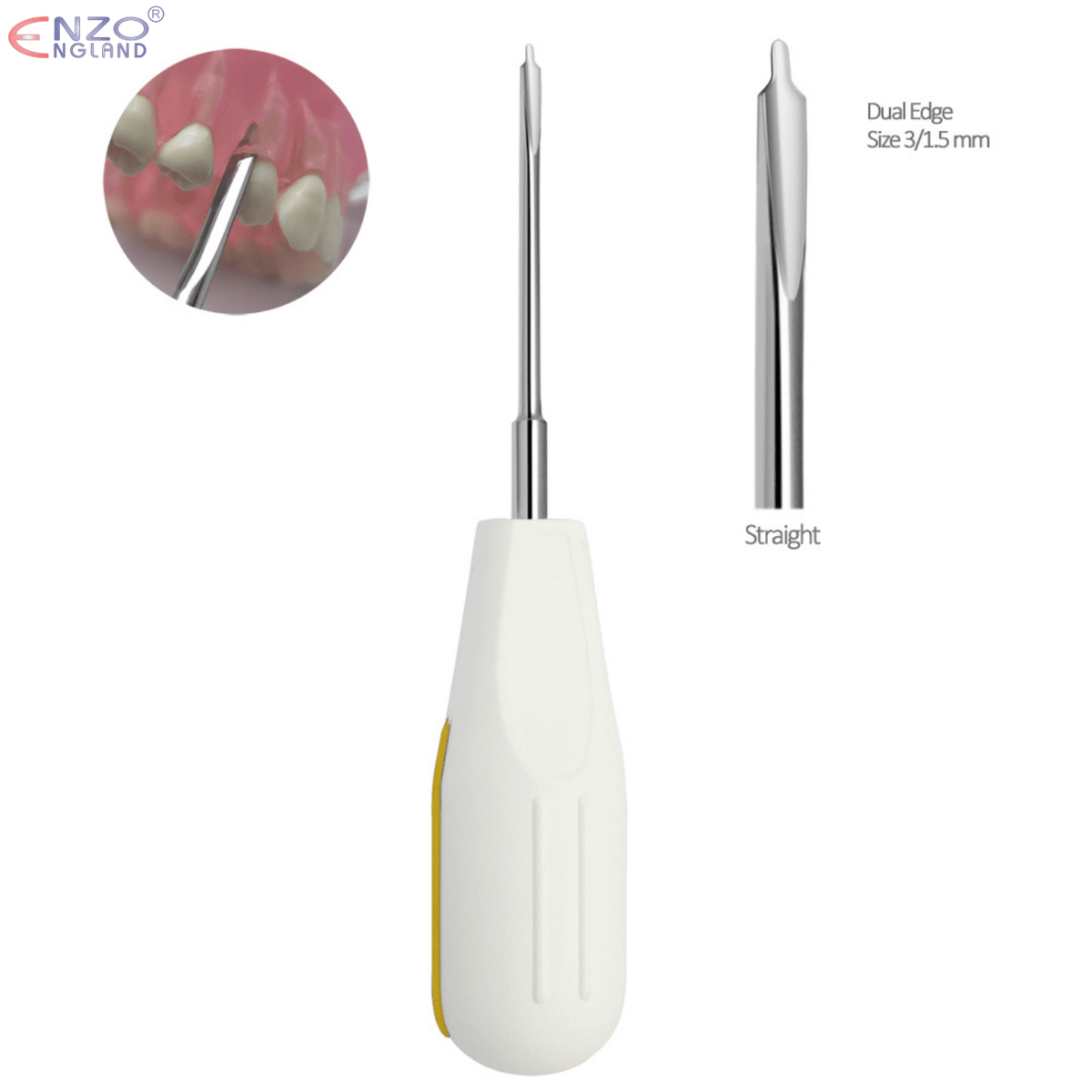 Luxator Dental Elevator Dual Edge, Silicone Handle – Tooth Extraction Instrument