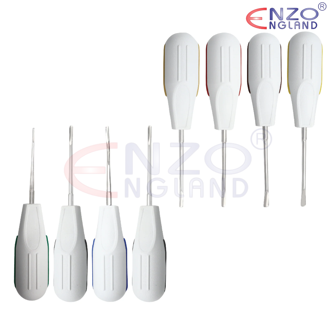 Luxating Root Elevator with White Handle 8 Pcs Kit – Professional Dental Instruments