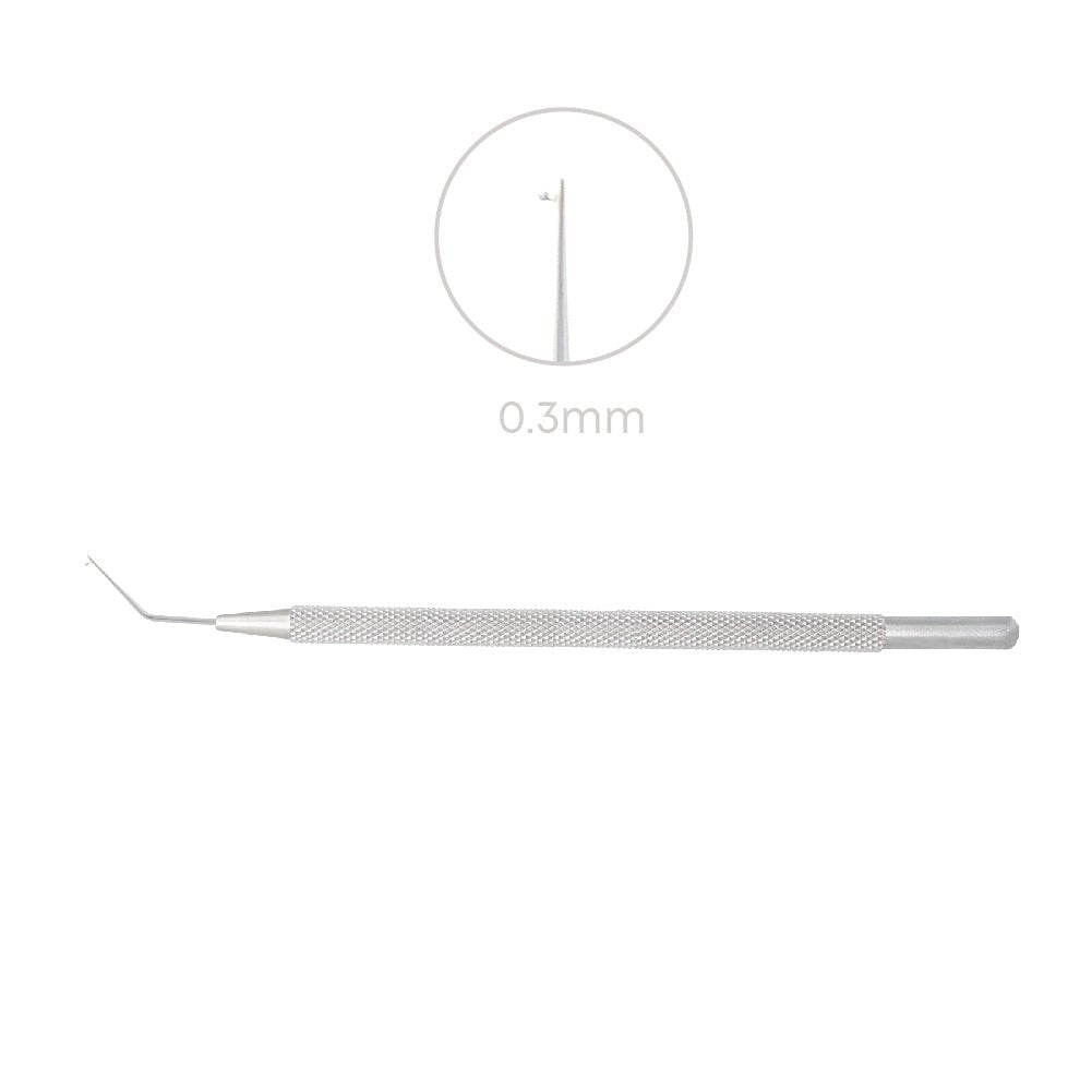 Frenzl T-Dialler Lens Manipulating Hook, 0.3 mm, Angled, 12.5 cm