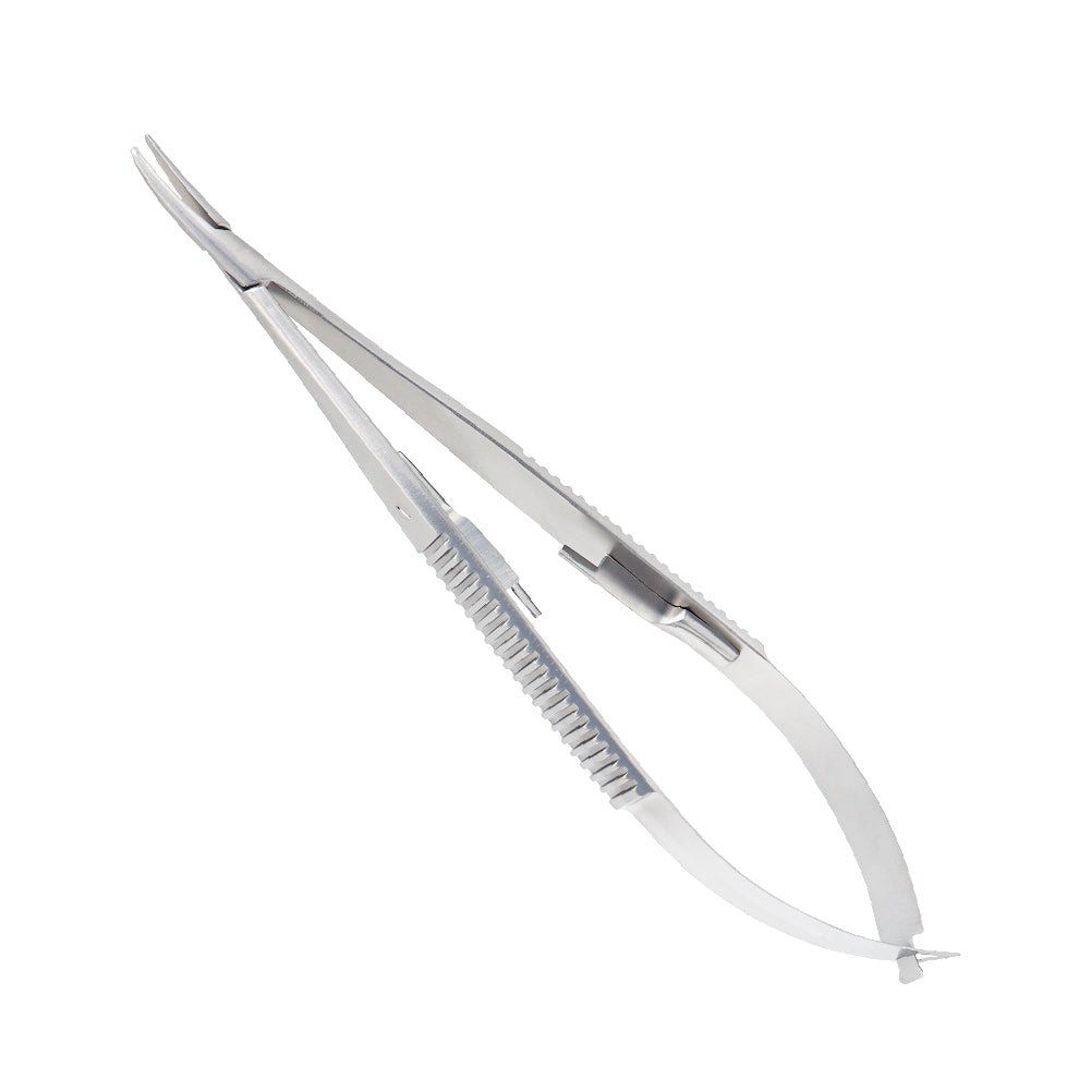 Micro Needle Holder, Curved, 1.0 x 12 mm, With Lock, 14 cm