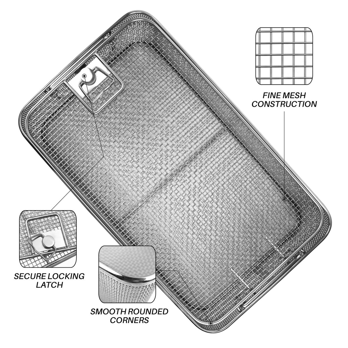 Hybrid sterilization basket with lid 405 × 255 × 100 mm view 2